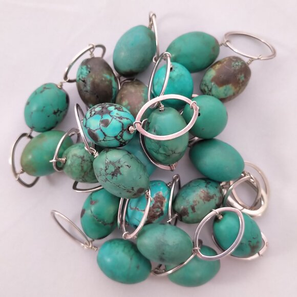 Beautiful Natural Turquoise and Sterling Necklace/Body Jewelry - Picture 4 of 6